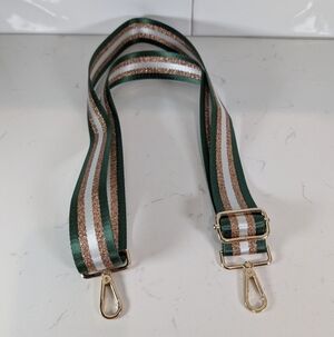 Green and Gold Striped Bag Strap Replacement Adjustable